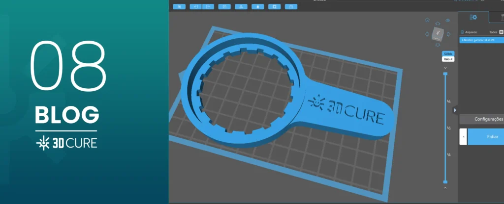 Imagem de um modelo 3D de abridor de garrafas de resina