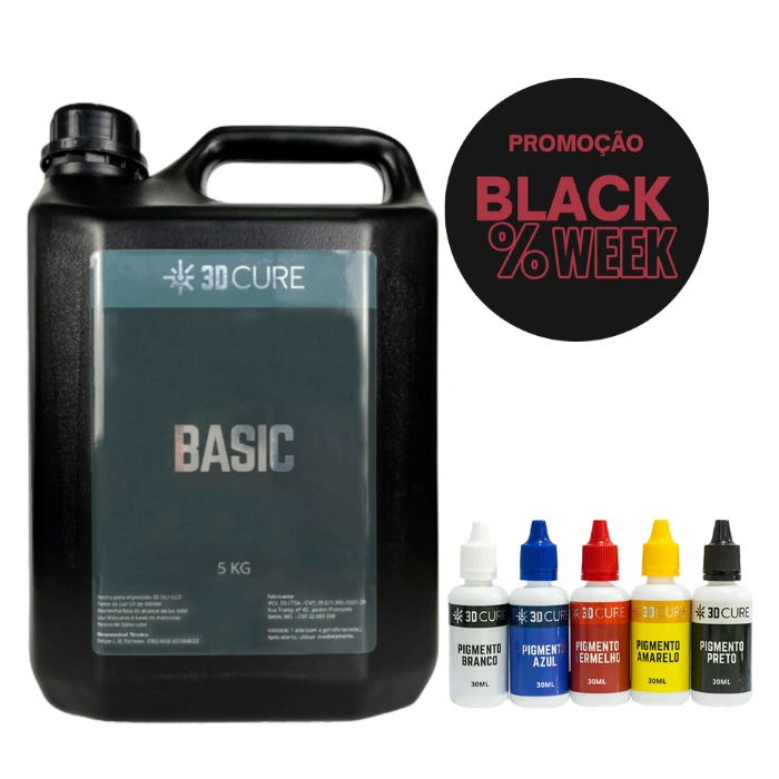 Combo 1 Resina 3D Basic Clear 5 Kg + 1 Kit Pigmentos