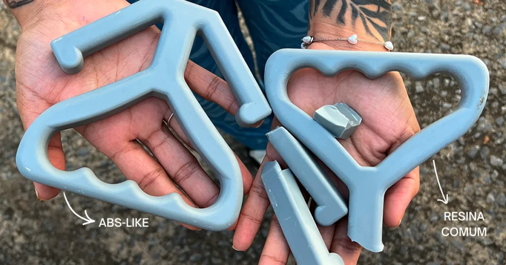 peça criada com resina 3d cure abs like que imita o plástico abs.